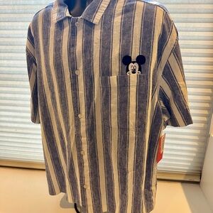 Old Navy Blue and White Striped Casual Button Down Shirt